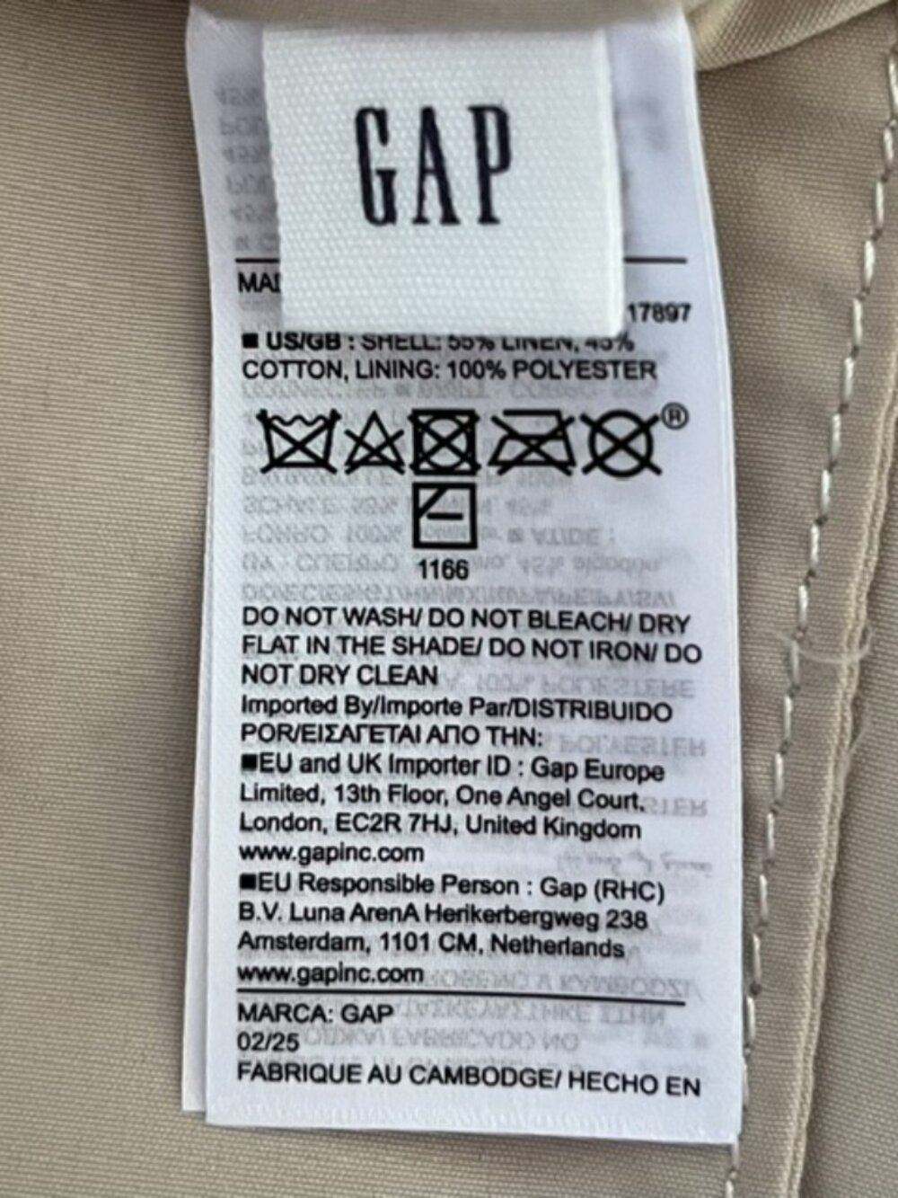 GAP Linen Cotton Tote Bag in Blue Madras Plaid - Picture 6 of 9